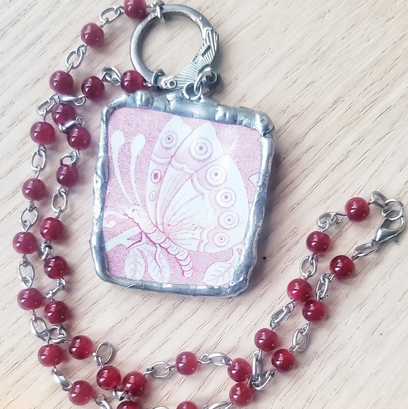 Jewelry - Handmade Vintage Butterfly pendant necklace